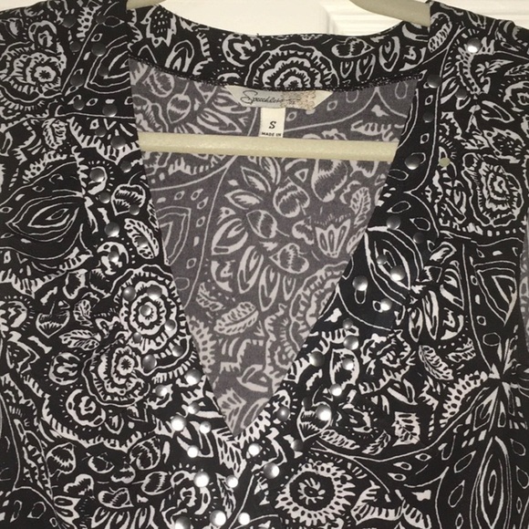 Sexy Speechless top women’s size small s sleeveless black pattern tie Babydoll - Picture 3 of 16